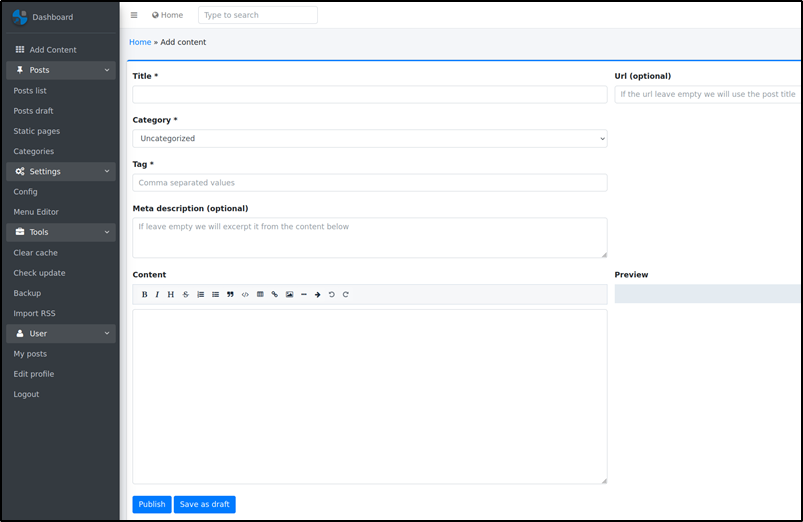 HTMLy Admin Dashboard